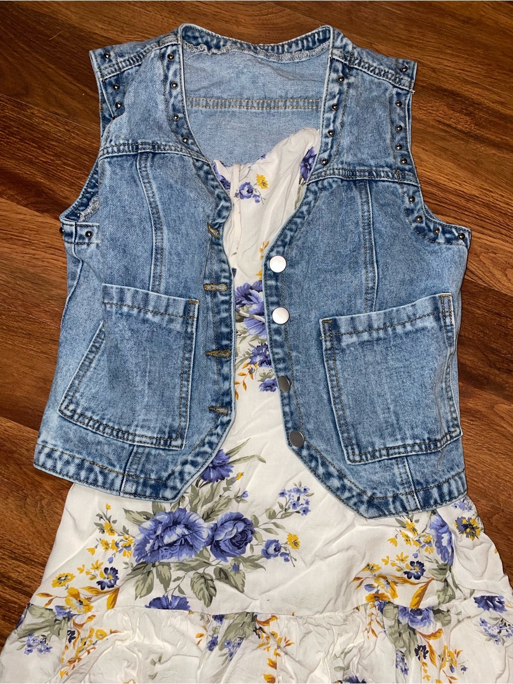 Denim Studded Vest